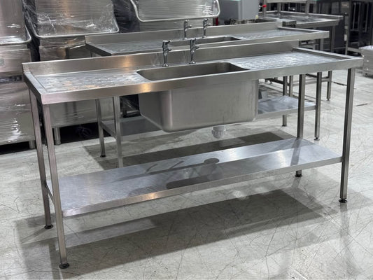 Commercial Quality Stainless Steel Single Sink with Taps