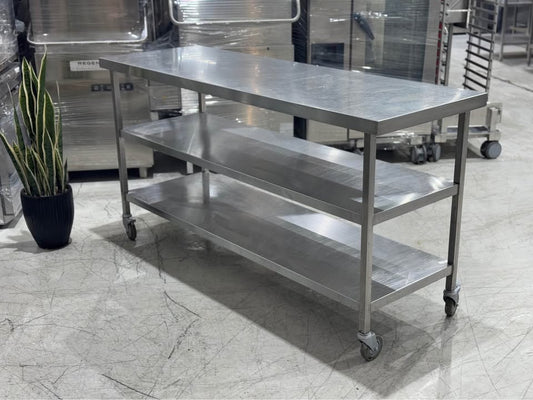 Solid Stainless Steel Table on Wheels