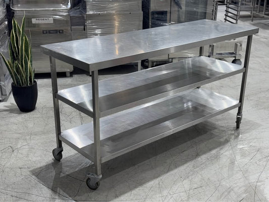 Solid Stainless Steel Table on Wheels