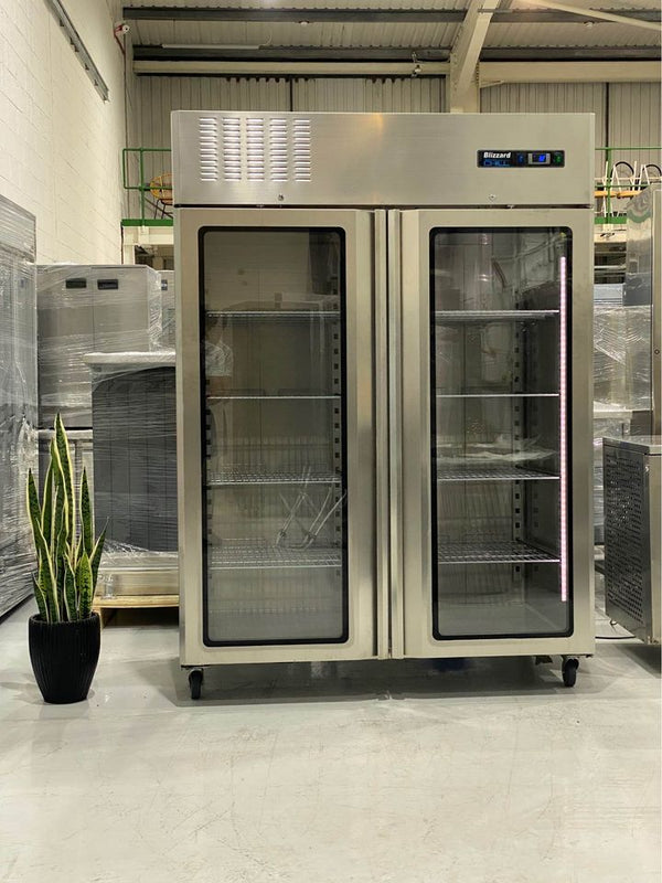 Blizzard Blue Line - Double Door Upright Glass Door Fridge - Commercial Fridge